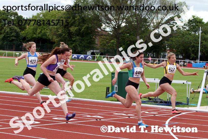 Under-17 womens 100 metres. Photo: David T. Hewitson/Sports for All Pics